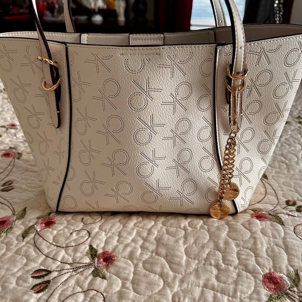 Calvin Klein Cream Monogram Tote